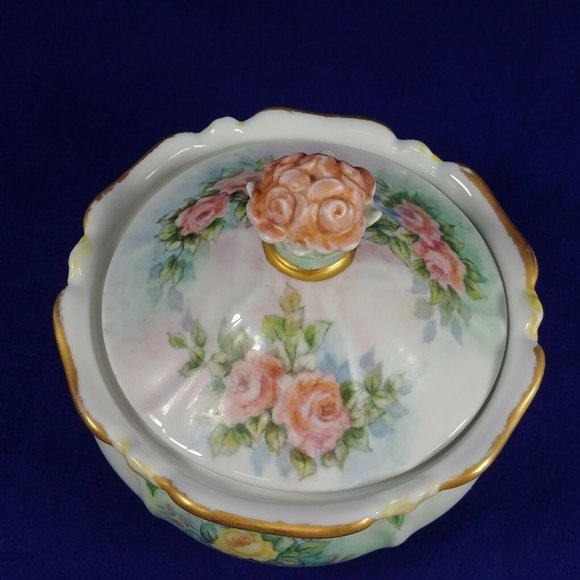 Porcelain Bowl with Lid Gold Trim Hallmarked Bavaria Germany - Picture 10 of 12